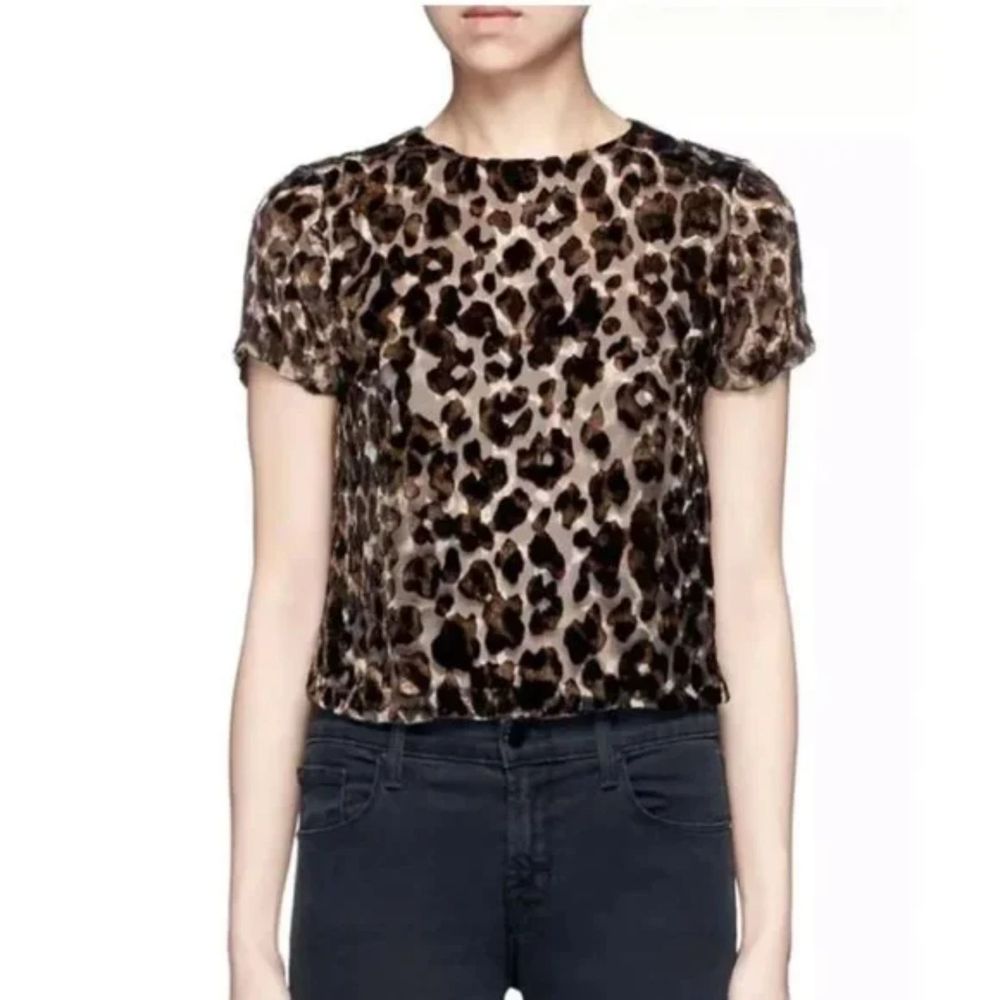 Alice + Olivia Sheer Animal Print Top XS